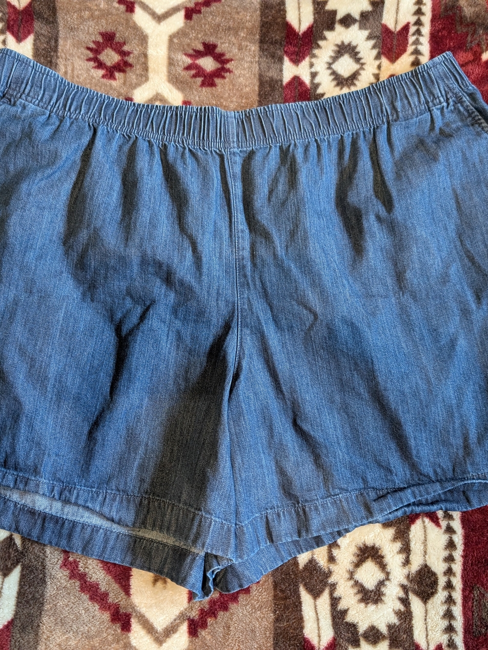 Women's Blue Elastic-Waist Denim Shorts